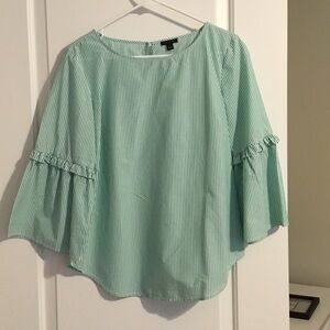 Ann Taylor Light Green Striped Blouse